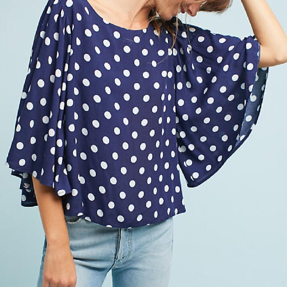 NWT Anthropologie Tia Printed Polka Dot Blouse by ISLA MAUDE